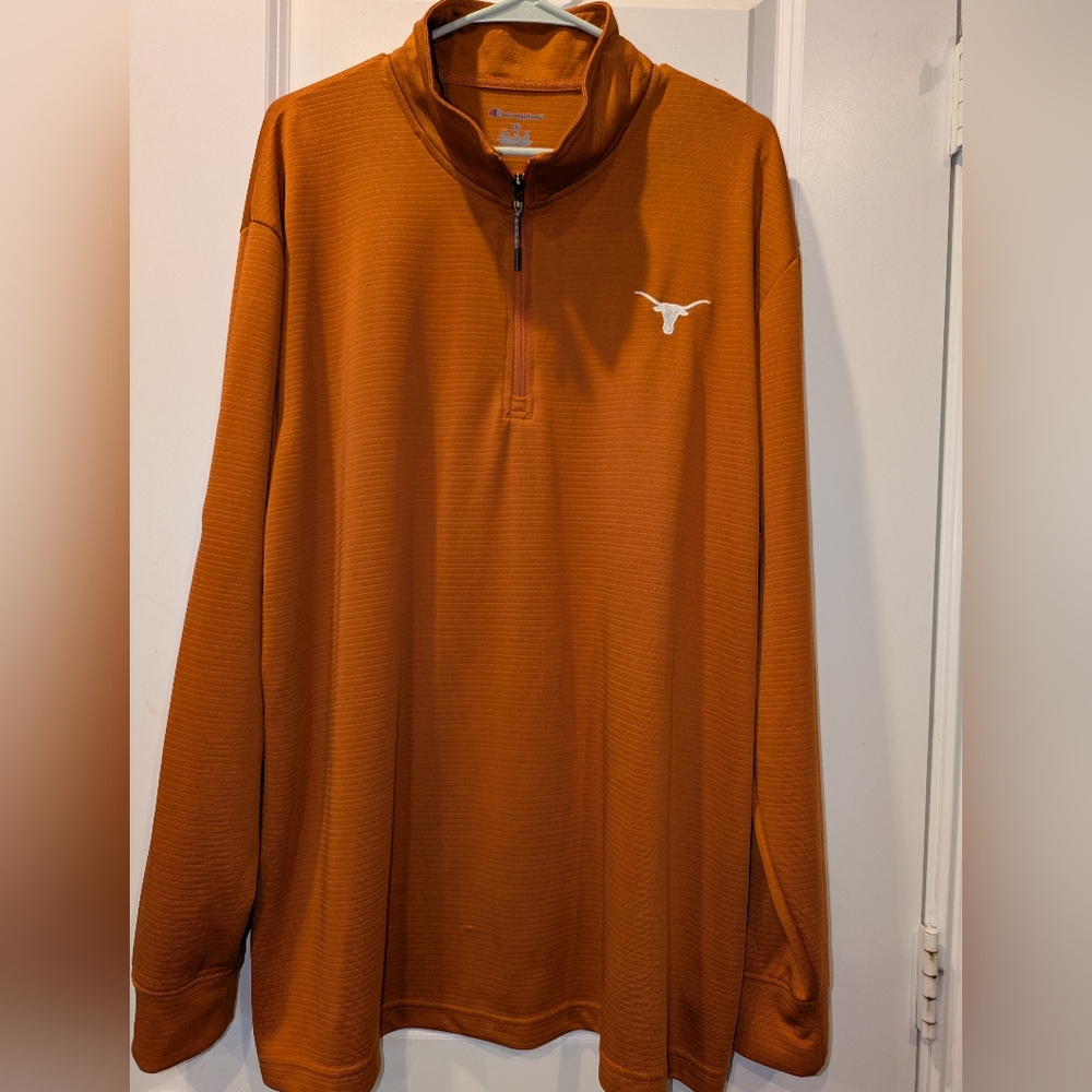 Texas Longhorns quarter-zip pullover Embroidered "Longhorns' On Sleeve Champion